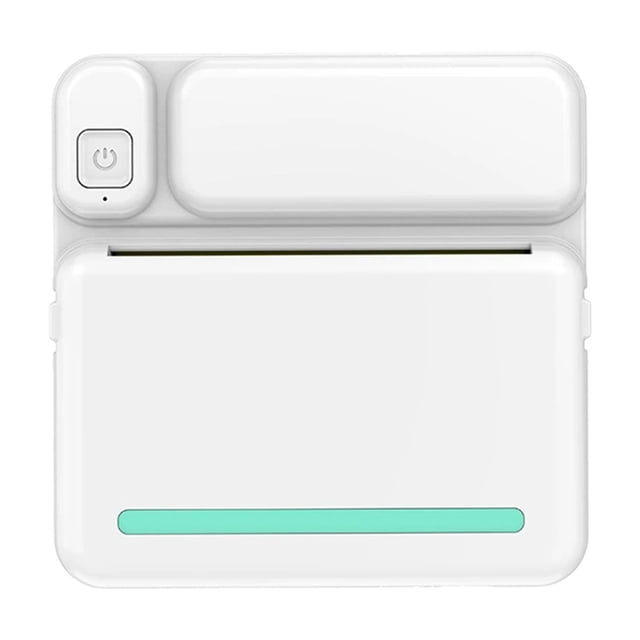 Blue Portable Mini Pocket Printer Bluetooth Thermal Inkless Printer For Note Sticker Label Barcode Printing 3.14X3.14X1.49 Inches With 1 Roll Paper Charging Cable Ideal For Office Home Sch