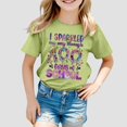 thumbnail image 2 of LUOGENLI T-Shirt pour Filles Enfants Mode Décontractée Imprimé Col Rond Ample Manches Courtes T-Shirt Haut Maxi Hauts Ensembles Filles Tenue 2 Pcs Boho Vert 12-13 Ans, 2 of 4