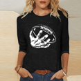 thumbnail image 2 of QATAINLAV T-Shirts Graphiques de Rugby pour Femmes Jour de Match 2025 Été Manches 3/4 Hauts Coupe Ample Décontractés Col Rond Blouses Tenues de Vacances Rabais de 90 % Liquidation Noir TTG, 2 of 5
