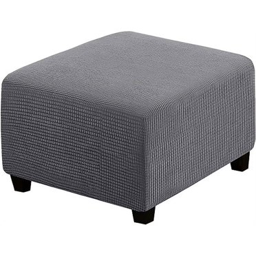 Zhuge Super Stretch Soft Ottoman Cover with Elastic Band Footrest Sofa Slipcover Folding Storage Stool Furniture Protector for Square and Rectangle Ottoman (Grey, Large)