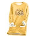 thumbnail image 1 of Pisexur Chandails Molletonnés Doublés pour Femmes, Col Rond de Noël, Manches Longues, Chandail Chaud d'Hiver Surdimensionné, Haut à Enfiler Imprimé Arbre de Noël avec Poches, 1 of 3