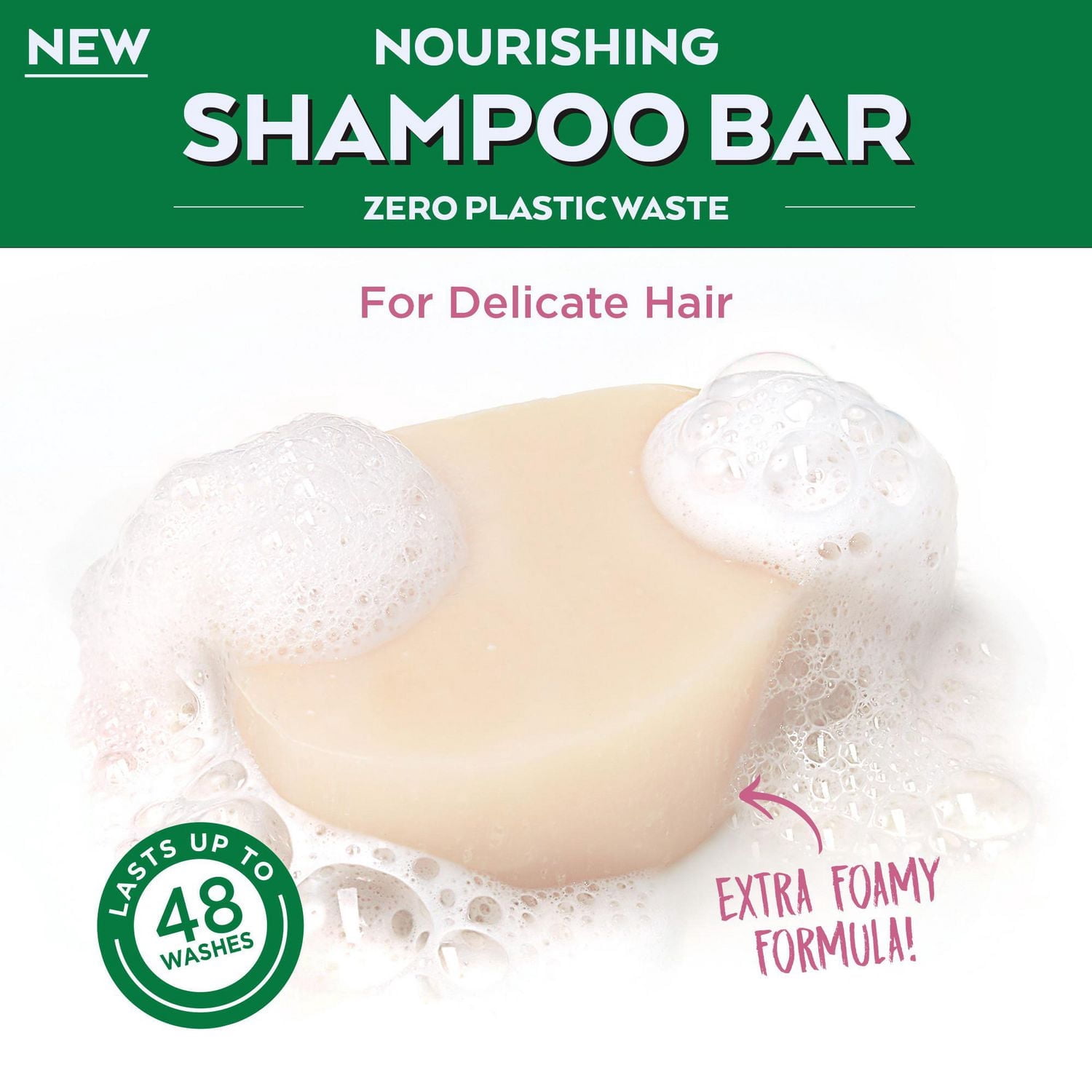 Garnier Whole Blends Shampooing Solide doux Délicatesse d'avoine pour cheveux fragiles, Emballage zéro plastique,  sans agents de conservation, sans silicone, sans savon ni pigments, avec crème de riz