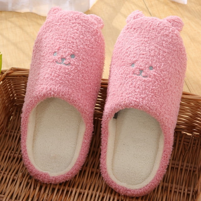 LSLJS Pantoufles pour Femmes à Enfiler Antidérapantes Ours Chaussures d'Intérieur Décontractées Pantoufles de Neige, Cadeau pour Femmes, Pantoufles pour Dames avec Intérieur et Extérieur