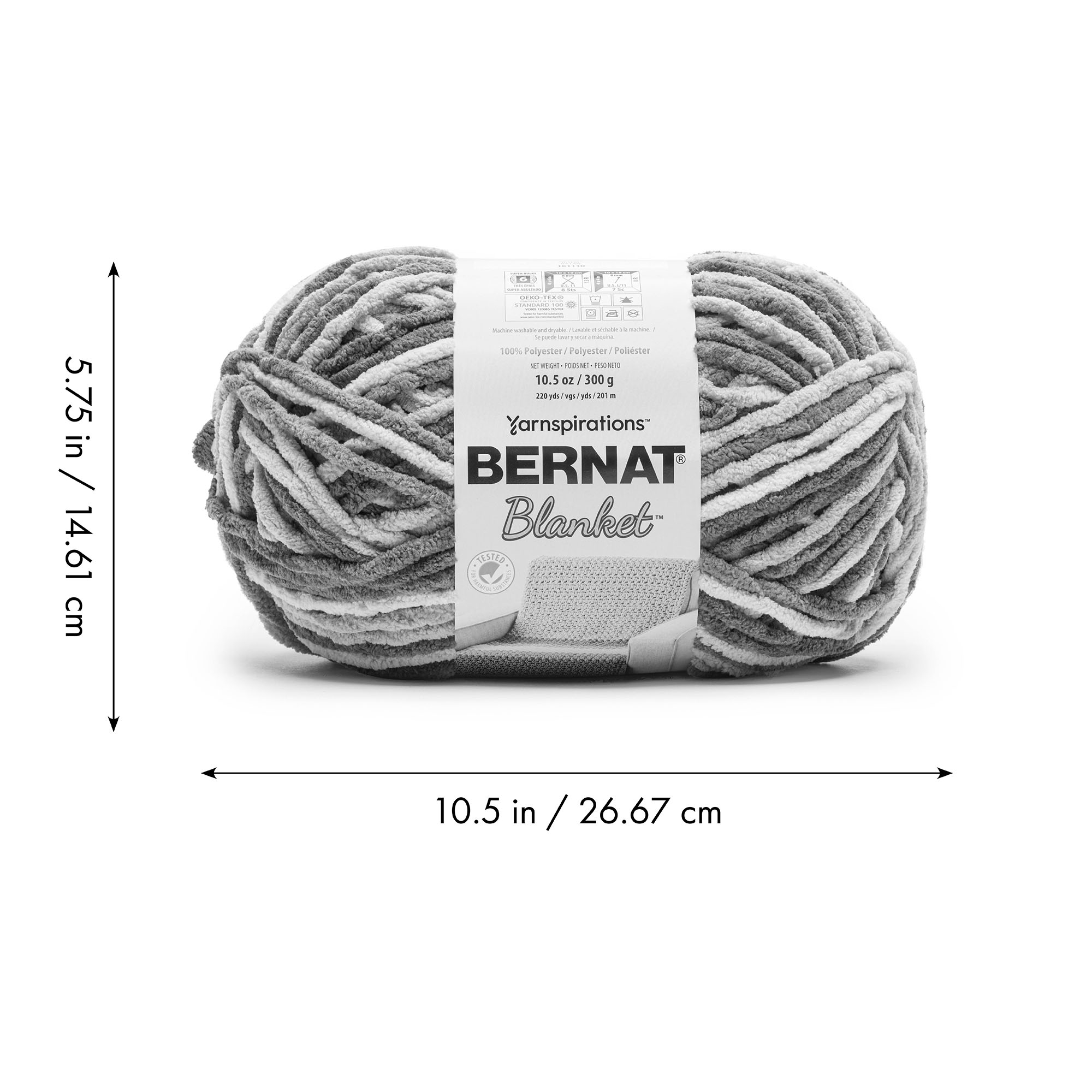 Bernat® Blanket BB™ #6 Super Bulky Polyester Yarn, Gray Blush 10.5oz/300g 220 Yards