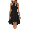 thumbnail image 1 of XDZJLR Womens Dresses formal Solid Halter Neck Button Chiffon Splice A Line Skirt, 1 of 6