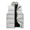 thumbnail image 1 of Penkiiy Gilet Sans Manches Rembourré à Col Montant à Fermeture Éclair Complète pour Homme, Extérieur Décontracté, Veste Sans Manches S Blanc, 1 of 3