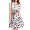 thumbnail image 4 of INSPIRE CHIC Robe Sans Manches à Imprimé Floral pour Femme, Demi-Patte de Boutonnage, Longueur Genou, Ceinturée, Printemps, S Bleu Pâle, 4 of 8