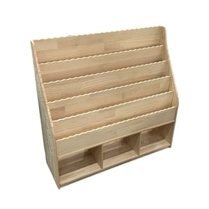 Organisateur de bibliothèque en bois, 5-Tier Étagère avec 3 Étagères de rangement pour enfants, Salle de classe pour enfants