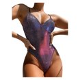 thumbnail image 2 of CEHVOM Maillot de Bain une Pièce pour Femmes, Uni, Rehausseur, Échancré, à Lacets, Bikini à Dos Nu, 2 of 6