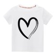 thumbnail image 1 of Rbaofujie T-Shirts pour Fille à Imprimé Cœur T-Shirts à Manches Courtes Col Ras du Cou Hauts d'Été, 1 of 3