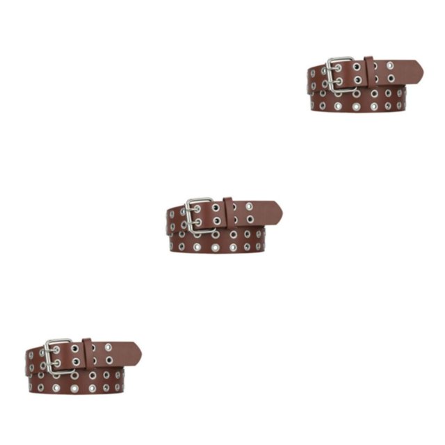 Baohd All Trend Match Alloy Buckle Belt For Womens Jeans Work Scratch-resistant Waistband Punk Pin Coffee 105cm 3Set