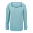 thumbnail image 4 of Meichang Puff Long Sleeve Shirts for Women Plus Size Square Neck Ribbed Knit Tops Solid Loose Fit Side Slit Hem Blouses Spring Trendy Women Tunic Tops, 4 of 5