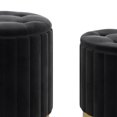 thumbnail image 2 of 3pc Velvet Storage Ottoman Set, Black, 2 of 7