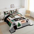 thumbnail image 3 of Moose Lodge Comforter Set Queen Size 3 Pcs,Rustic Famhouse Boat Bass Fish Adventure Bedding Set,Retro Brown Gray Black Plaids Stripes Patchwork Quilt Set for Young Adults,2 Pillowcases, 3 of 6