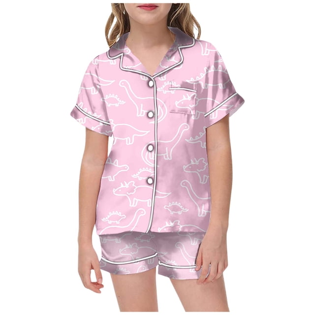 Pyjama en Satin pour Filles, Ensembles de Pyjama à Colorier DIY pour Filles, Ensemble de Pyjama à Boutons pour Filles, Ensemble de Pyjama Classique, Pyjamas de Noël pour Enfants 4T 5T