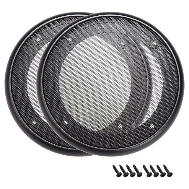 Unique Bargains 2 Pcs Protection de Haut-Parleur 8 Pieds Grille Décorative Cercle Pièces Audio Noir