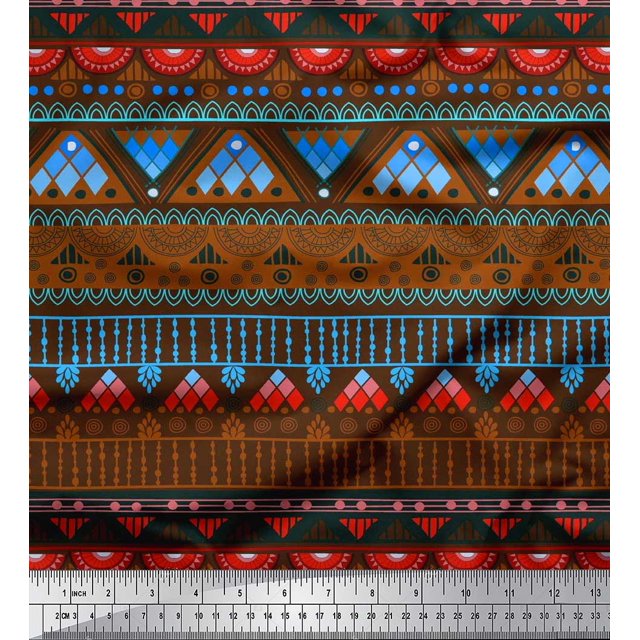 Soimoi Rayon Fabric Geometric & Semi Mandala Decorative Fabric Prints by Yard 56 Inch Wide
