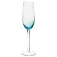 thumbnail image 1 of Set Of 4 Fish Cut Aqua Blue And Clear Seeded Glass Goblet, 1 of 1