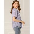 thumbnail image 4 of INSPIRE CHIC Women's Floral Puff Sleeves Pleated Collar Button Down Shirt, 4 of 6