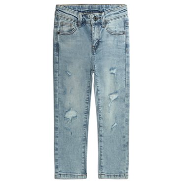 KIDSCOOL SPACE Jeans pour Garçons, Pantalon en Denim Doux Ajusté Déchiré avec Bande Élastique Intérieure pour Petit Garçon, 9-10 Ans