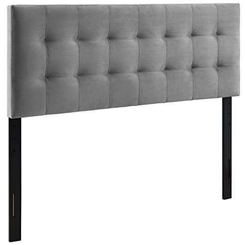 Modway Lily Queen Tête de Lit Capitonnée en Velours de Performance Gris, un Ajout Luxueux aux Meubles de Chambre. Dotée d'Une Touffe de Biscuits Moelleuse avec un Rembourrage en Velours Résistant aux Taches, Elle Est Solidement Construite avec Contreplaqué et Panneau de Fibres et Comprend un Rembourrage en Mousse dense pour le Confort. Cette Tête de Lit Offre Cinq positions de Montage à Hauteur Réglable, Allant de 45 à 52,5 Pouces, la Rendant Adaptée aux Chambres Principales Ou aux Chambres d'Amis.