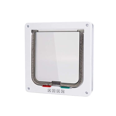 Cat Dogs Flap Doors Doggie Gate Pet Supplies Door Frame Pets Door for Exterior/Interior Window & Wall Puppy Doggie Cat Pet Feeder White