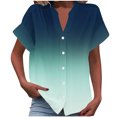 thumbnail image 2 of RXIRUCGD Fashion Women's Short Sleeved Solid Color Spring/summer Button Up Shirt Top, Green, Size: L, 2 of 5