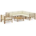 thumbnail image 1 of vidaXL 7 Piece Garden Lounge Set with Cream White Cushions Bamboo, 1 of 5