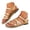 Gold, variant on Women's Lightweight Flat Beach Sandals Open Toe Lightweight Flip Flops Buckle Ankle Strap Tong Sandal Brown Size 6.5