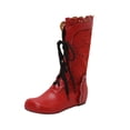 thumbnail image 1 of LOVZFMLL Bottes pour Femmes Mi-Mollet Bottes d'Hiver à Lacets Bout Rond Sangles Ajustables Talon Plat Mode Automne Hiver Bottes Chaussures, 1 of 7