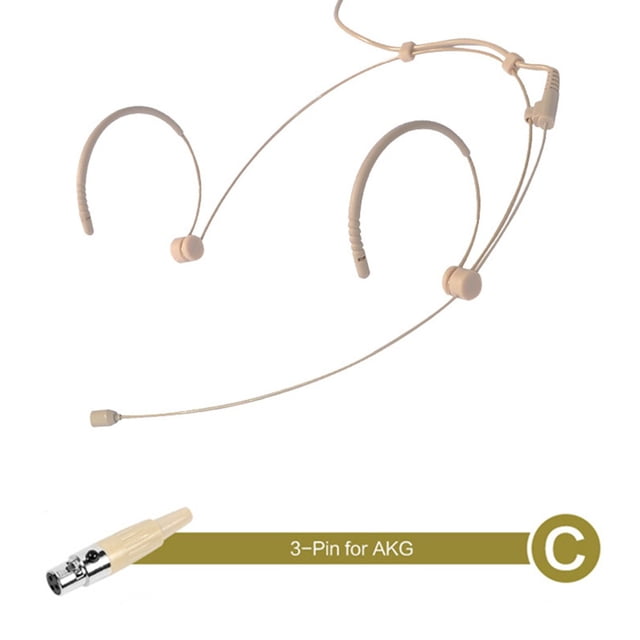 Bgsha Beige Double Earhook Headset Mic Headworn Microphone 3.5mm 3 Pin 4 Pin XLR Plug