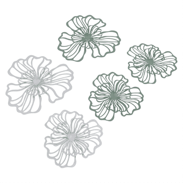 5PCS Metal Wall Art, Bathroom Decor Wall Art Gold Bathroom Decor 3D Wall Decor Gold Wall Art Flower Wall Decor