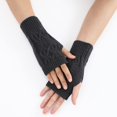 thumbnail image 4 of Ladies Warm Knit Fingerless Gloves Convertible Mittens Fashion Flowers, 4 of 6