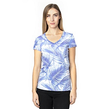 T-Shirt à Manches Courtes Col en V pour Femmes - PALM PARADISE - TG