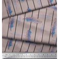 thumbnail image 2 of Soimoi Black polyester Crepe Fabric Stripe Feather Print Sewing Fabric Yard 52 Inch Wide, 2 of 3