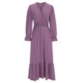 thumbnail image 4 of Gspmoly Robes pour Femmes Grande Taille, Robe à Manches Longues Décontractée à Col en V à la Mode pour Femmes au Tempérament, Robes d'Été pour Femmes Offres, 4 of 6