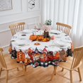 thumbnail image 3 of Halloween Round Tablecloth White 70 Inch Pumpkin Ghost Grave Spiderweb Baffalo Plaid Table Cloth - Polyester Table Cover Water-Repellent, Washable, Reusable for Party Dining Table Décor, 3 of 7
