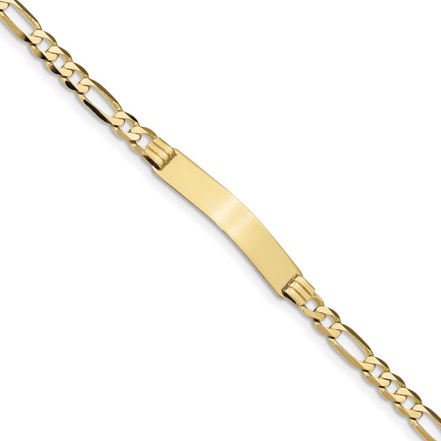 14k Flat Figaro Link ID Bracelet (Weight: 8.56 Grams, Length: 8 Inches)