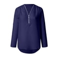 thumbnail image 4 of Women's Loose Chiffon Shirt - Long Sleeves, Zipper Detail, Plus Size Button Top, 4 of 4