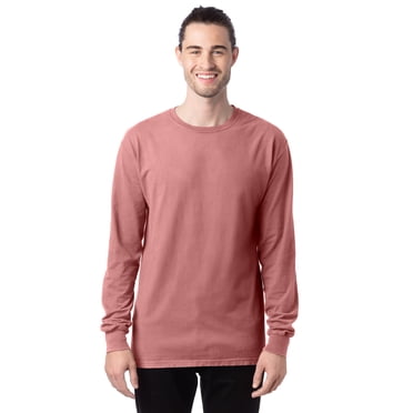 Hanes Mens ComfortWash Garment Dyed Long Sleeve Tee, M, Mauve