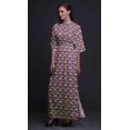 thumbnail image 4 of Bimba Robe Longue Imprimée en Rayonne à Quart de Feuille et Nénuphar, Taille Smockée, Fente Latérale, Robe pour Femme - XX-Grand, 4 of 6