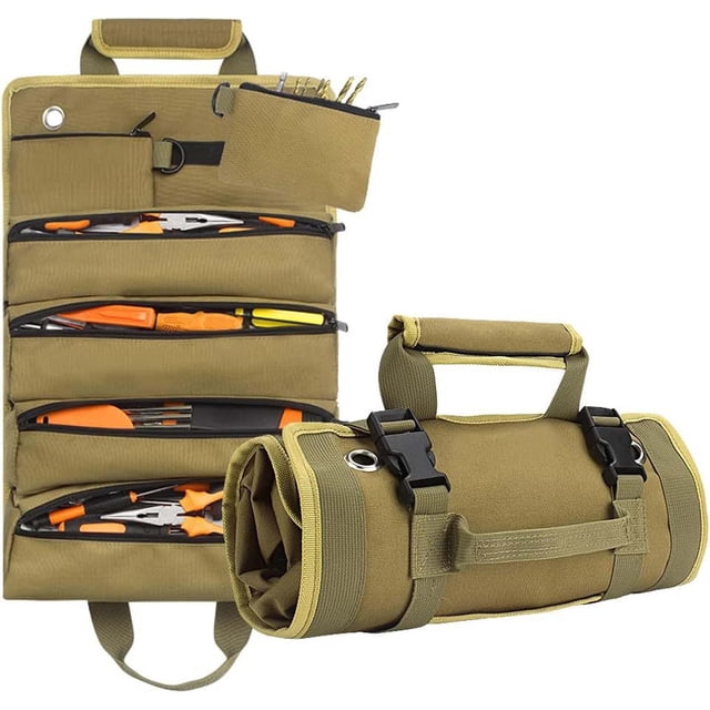 Vaidha Sac de Quincaillerie Multifonction de Type Rouleau, Électricien de Jardin, Sac d'Outils de Quincaillerie pour le Travail du Bois, Sac de Rangement d'Outils de Quincaillerie Monté sur Voiture