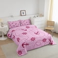 thumbnail image 3 of Erosebridal Girls Retro Rudder Bedding Sets King with Comforter, Pink Anchor Duvet Insert, Ocean Sailing Decor, Reversible, 3 of 7