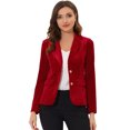 thumbnail image 1 of INSPIRE CHIC Blazer en Velours Vintage d'Halloween pour Femme, Revers Cranté, devant Boutonné, Veste de Bureau, TG, Rouge, 1 of 5