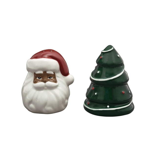 Holiday Time Cranberry Spice Kids Collection Santa & Tree Salt and Pepper Shaker