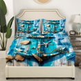thumbnail image 3 of Erosebridal Nautical Anchor Sheet Set Full, Summer Beach Starfish Sea Shell Bedding Sets Full Size 4 Pieces, 3 of 7
