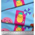thumbnail image 3 of Soimoi Blue Modal Satin Fabric Beech & Fun Party Decor Fabric Printed Yard 42 Inch Wide, 3 of 5