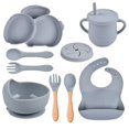 thumbnail image 1 of AMERTEER 9Pcs Children‘S Silicone Tableware Set Baby Non-Slip Divided Children‘S Plate Bowl With Suction Cup, 1 of 5