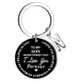 thumbnail image 1 of Creative DIY To My SON Black Stainless Steel Last Name 26 Letter Keychain 2.5cm, 1 of 8