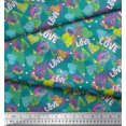 thumbnail image 2 of Soimoi Green Cotton Duck Fabric Text,Lips & Heart Print Fabric by Yard 42 Inch Wide, 2 of 3